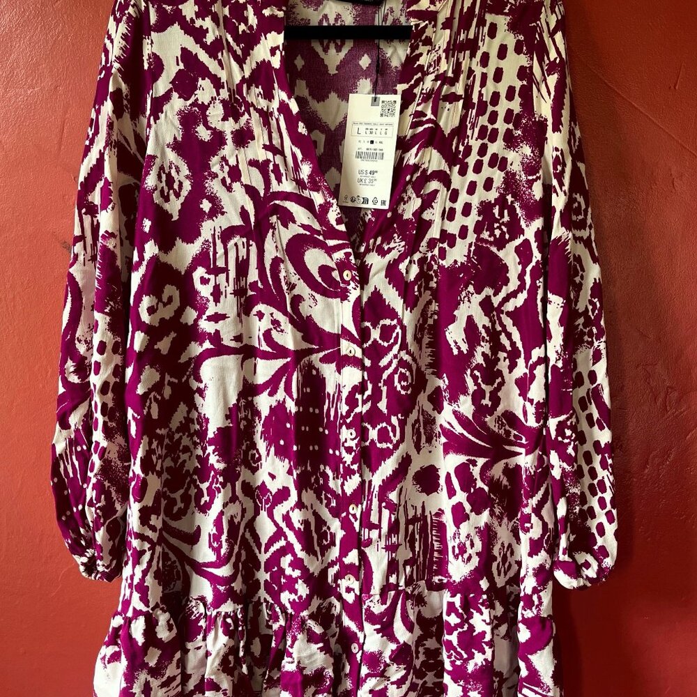 Zara Ikaat Babydoll Dress Size L